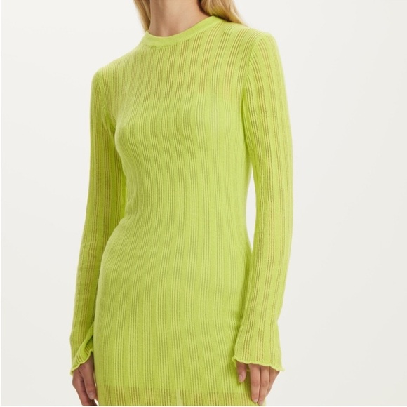 THIRD FORM bright green knit long sleeve maxi dress - Picture 2 of 6